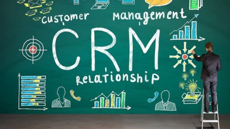 What can you do with a CRM? Close-up Of A Person Hand Writing Microlending Text On Blackboard With Chalk