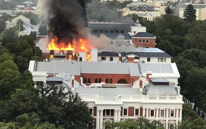 Intruder Arrested After Trespassing In The Parliament Precinct FILE PHOTO: Parliament was set alight in 2022 by an intruder. On Friday, 11 September 2026, another intruder was arrested for unlawfully entering the Parliament precinct which is under repairs