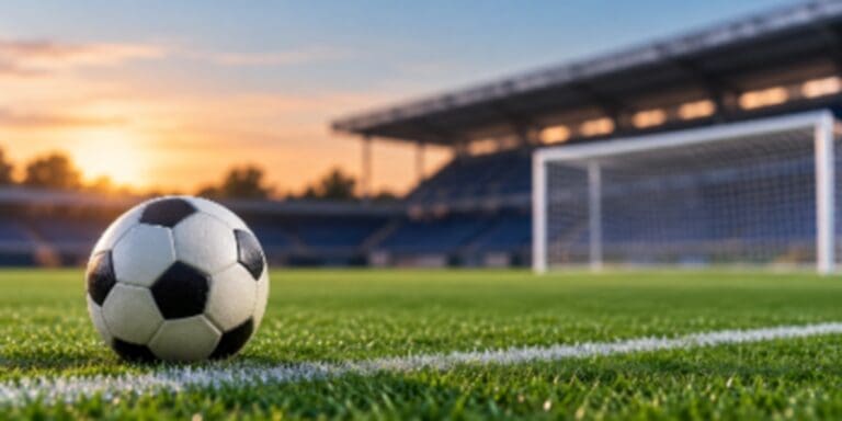 Liverpool and Newcastle Face New Tactical Questions Football on grass beside an empty goal at sunset